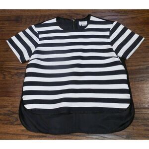 Kate Spade New York Stripe Top Cotton Silk Black White Blend Women's Size 0